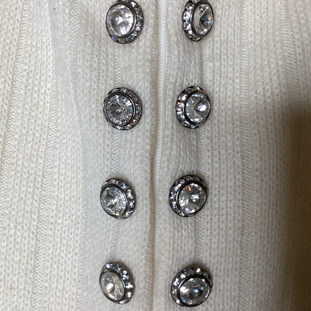 Valentino Ribbed Cardigan Rhinestone Buttons S - Picture 3 of 7
